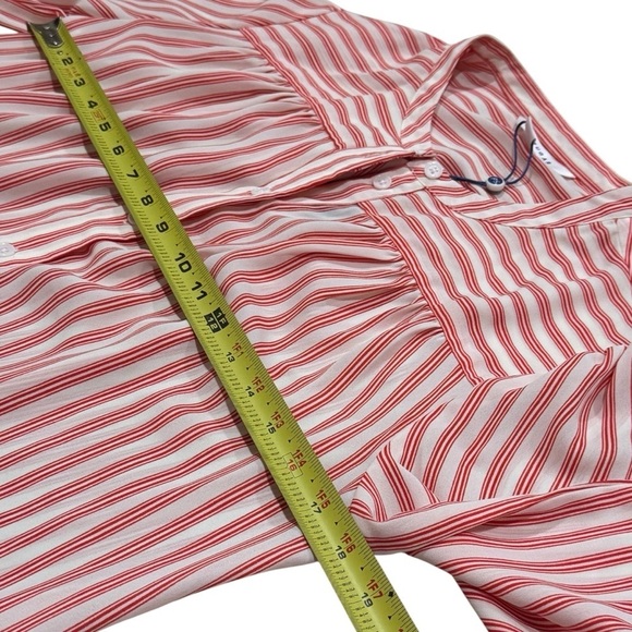NEW Popsugar Red and White Candy Striper Long Sleeve Blouse Top Size M - Picture 8 of 9